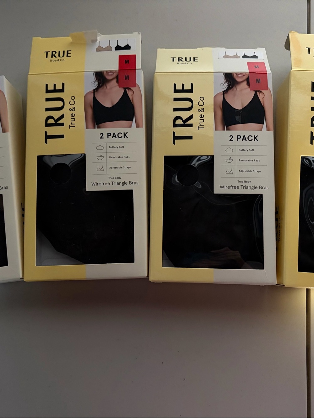 True & Co Wirefree Triangle Bras BLACK ONLY $28 for qty 4